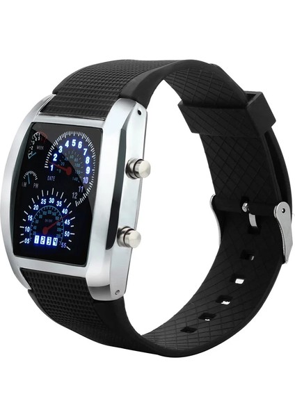 Kırmızı B Lüks Izle Moda Izle Erkekler LED Işık Flaş Turbo Kilometre Spor Araba Arama Ölçer Izle Ücretli Relogio Masculino (Yurt Dışından)