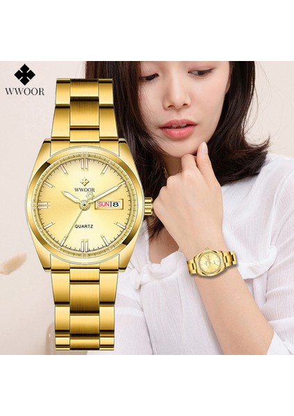 Beyaz Pembe Kutu Montre Femme Wwoor 2022 Altın Izle Kadın Saatler Paslanmaz Çelik Moda Bayanlar Bilezik Saatler Elbise Su Geçirmez Kadın Saat (Yurt Dışından) fiyatları