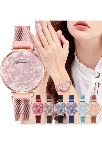 Pembe Altın Yeni Bayanlar Lüks Saatler Örgü Mıknatıs Toka Kristal Kuvars Izle Kadınlar Için Küçük Rahat Bilezik Saatler Relogio Feminino Saat (Yurt Dışından) fiyatları