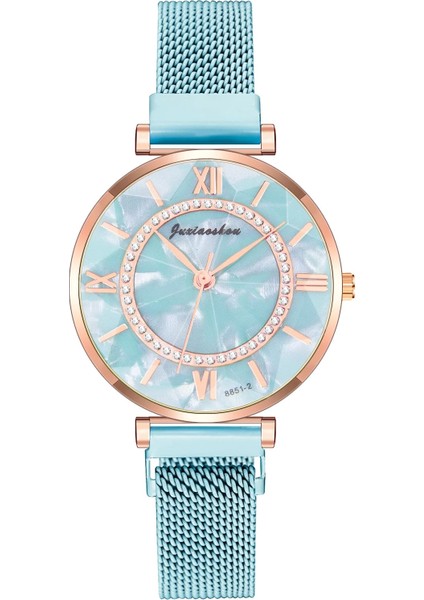 Pembe Altın Yeni Bayanlar Lüks Saatler Örgü Mıknatıs Toka Kristal Kuvars Izle Kadınlar Için Küçük Rahat Bilezik Saatler Relogio Feminino Saat (Yurt Dışından) modelleri