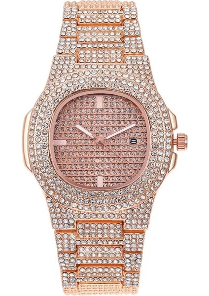 Gül Altın Moda Lüks Bilezik Saatler Kadınlar Için Şık Bayanlar Altın Takvim Kadın Saatler Saat Reloj Mujer Montre Femme Relogio (Yurt Dışından)
