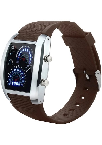 Kırmızı B Lüks Izle Moda Izle Erkekler LED Işık Flaş Turbo Kilometre Spor Araba Arama Ölçer Izle Ücretli Relogio Masculino (Yurt Dışından)