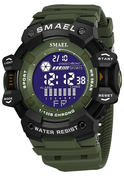 Armygreen Dijital Saat Smael Askeri Kol Saatleri LED Kronometre Çalar Saat Büyük Arama Erkek Saatler 8050 Moda Spor Saatler Su Geçirmez (Yurt Dışından)