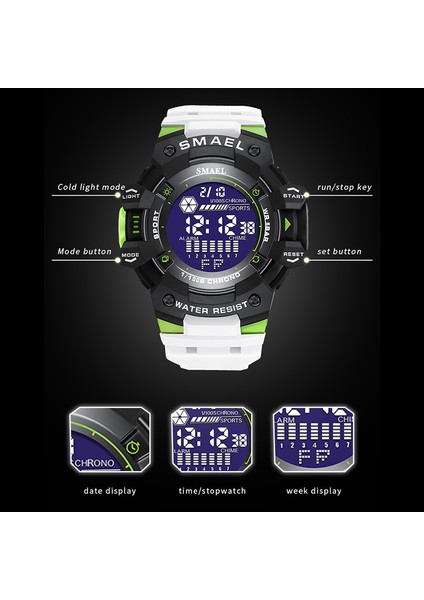 Armygreen Dijital Saat Smael Askeri Kol Saatleri LED Kronometre Çalar Saat Büyük Arama Erkek Saatler 8050 Moda Spor Saatler Su Geçirmez (Yurt Dışından)