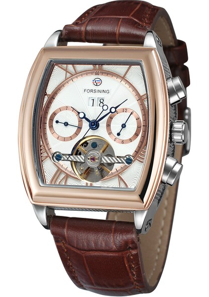 06 Forsınıng Alaşım Mekanik Izle Basit Volan Çift Halkalı Mekanik Saat Takvim Kemer Izle Siyah Saat (Yurt Dışından)