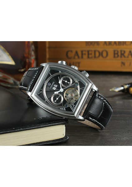 06 Forsınıng Alaşım Mekanik Izle Basit Volan Çift Halkalı Mekanik Saat Takvim Kemer Izle Siyah Saat (Yurt Dışından) indirimleri