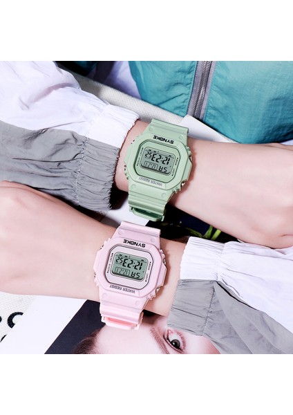 Sıradan Haki Synoke Moda Kare LED Dijital Saat Erkekler Lüks Marka Kadın Spor Saatler Erkek Su Geçirmez Elektronik Saat Erkek Kız Relojes (Yurt Dışından) indirimleri