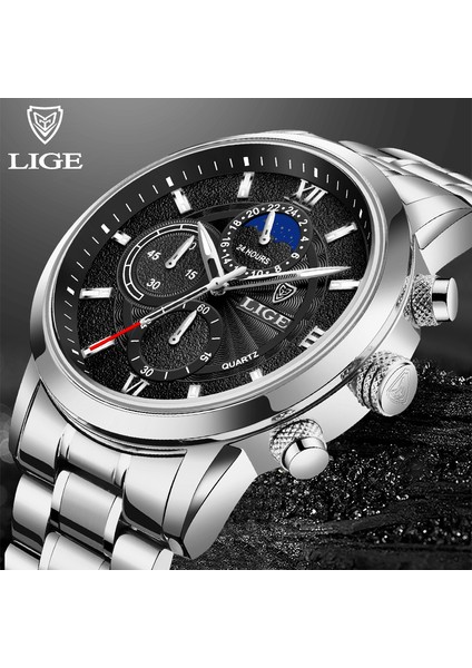 Gül Altın Siyah Montre Homme Lıge Chronograph Marka Izle Adam Spor Su Geçirmez Erkekler Için Saatler Lüks Kuvars Kol Saati Saat Erkek Hediye Fikirleri (Yurt Dışından)