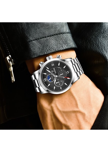 Gül Altın Siyah Montre Homme Lıge Chronograph Marka Izle Adam Spor Su Geçirmez Erkekler Için Saatler Lüks Kuvars Kol Saati Saat Erkek Hediye Fikirleri (Yurt Dışından)