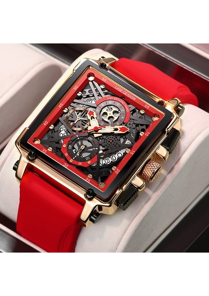 Silikon Beyaz Lıge Yeni Erkek Saat Top Marka Lüks Su Geçirmez Kuvars Kare Bilek Saatler Erkekler Için Tarih Spor Silikon Saat Erkek Montre Homme (Yurt Dışından)