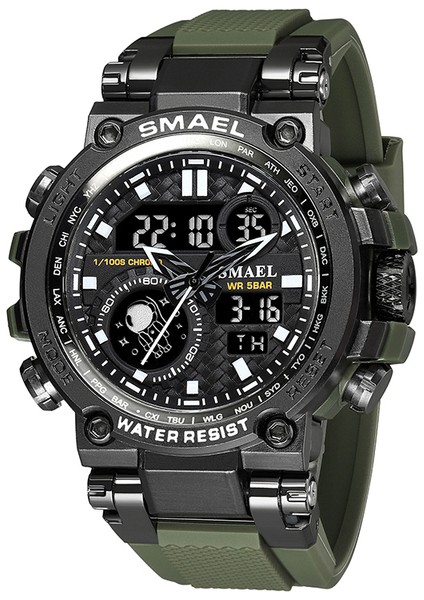 Armygreen Smael Spor Saat Erkekler Askeri Izle Dijital Kuvars 1803B Erkekler Izle Su Geçirmez 50 M Yüzme Alock Saat Ordu Erkekler Kol Saatleri (Yurt Dışından)