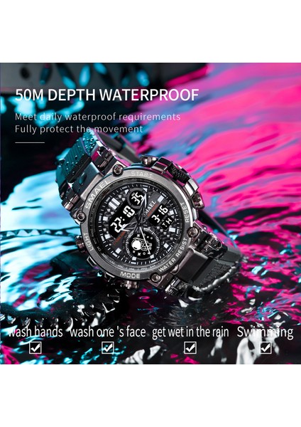 Armygreen Smael Spor Saat Erkekler Askeri Izle Dijital Kuvars 1803B Erkekler Izle Su Geçirmez 50 M Yüzme Alock Saat Ordu Erkekler Kol Saatleri (Yurt Dışından) indirimleri