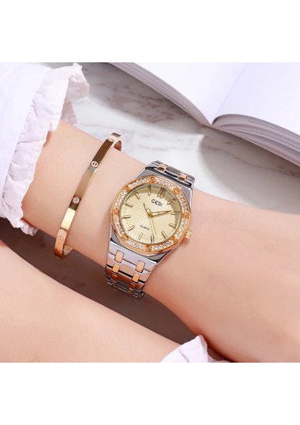 Gül Siyah Gedı Lüks Altın Paslanmaz Çelik Bilezik Saatler Kadın Aydınlık Eller 30 M Su Geçirmez Izle Bayanlar Moda Kuvars Saatı (Yurt Dışından) indirimleri