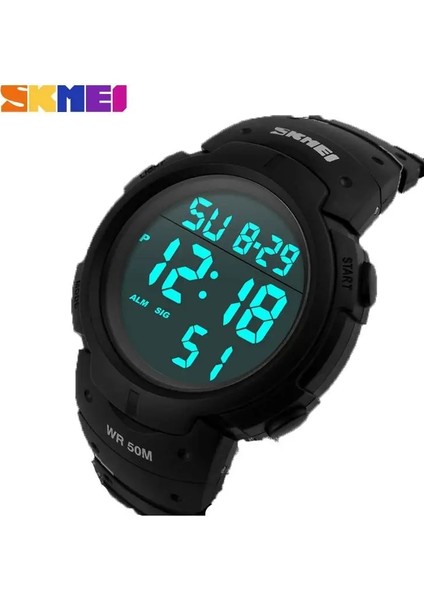 Mavi Skmeı Açık Spor Büyük Kadran Izle Erkekler Moda Basit Saatler Takvim Pu Kayış 5bar Su Geçirmez Dijital Saat Reloj Hombre 1068 (Yurt Dışından)