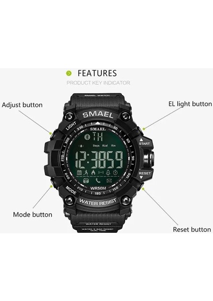 Armygreen Smael Erkek Chronograph Saatler Spor Erkek Saat Durdurma Ordu Askeri Izle Erkekler Çok Fonksiyonlu Su Geçirmez LED Dijital Saat Adam Için (Yurt Dışından)