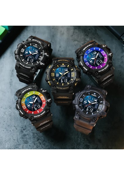 Kırmızı Samel Spor Stil Erkekler Dijital Saat Şok Askeri Saatler Çift Ekran Su Geçirmez Ordu Zaman Kuvars Kol Saati Erkek Spor Saati (Yurt Dışından) indirimleri