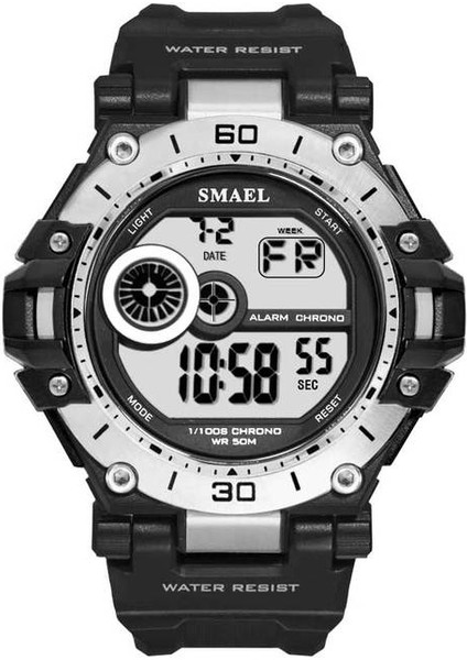Siyah Erkek Spor Saatler Erkekler Su Geçirmez Smael Dijital Saat Chrongraph LED Izle Dijital Alarmlı Saat Saat 1548 Spor Erkek Saat Kol Saati (Yurt Dışından)