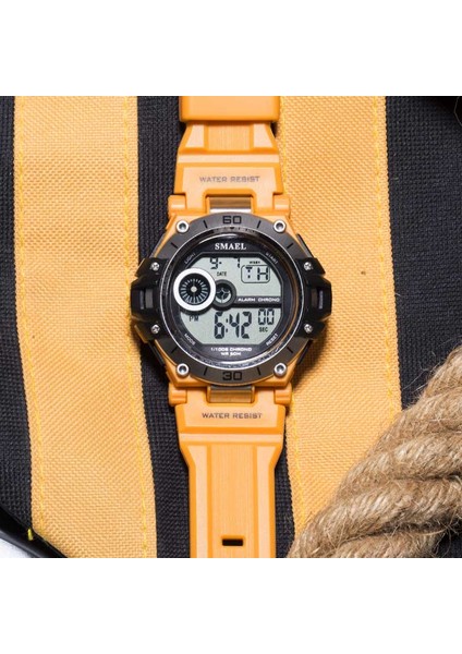 Siyah Erkek Spor Saatler Erkekler Su Geçirmez Smael Dijital Saat Chrongraph LED Izle Dijital Alarmlı Saat Saat 1548 Spor Erkek Saat Kol Saati (Yurt Dışından) indirimleri