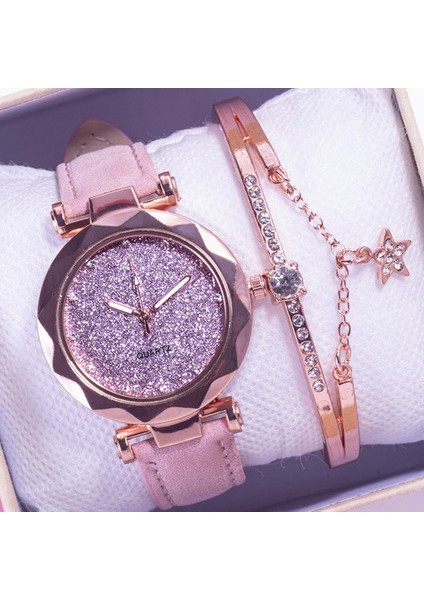 Pembe Set 2020 Kişilik Kız Öğrenci Izle Kadın Yıldız Quartz Saat Moda Rahat Kadın Saati Bayanlar Bilezik Izle Hediye Izle (Yurt Dışından)