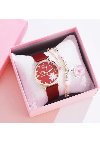 Kırmızı Gaiety Marka Lüks Moda Bilezik Izle Kadın 2 Adet Set Bayanlar Kol Saati Saatler Kadınlar Kız Için Relogio Feminino Reloj Mujer (Yurt Dışından)