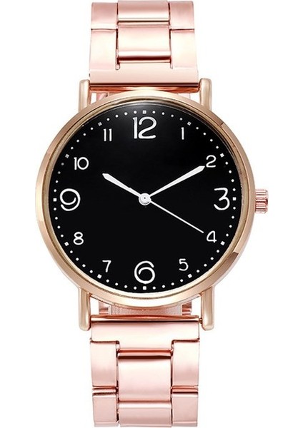 Gül Altın Siyah 2 Adet Set Lüks Bilezik Saatler Kadınlar Için Set Lady Moda Bileklik Kuvars Saat Bayanlar Bilek Izle Büyük Kadran Zegarek Damski (Yurt Dışından)