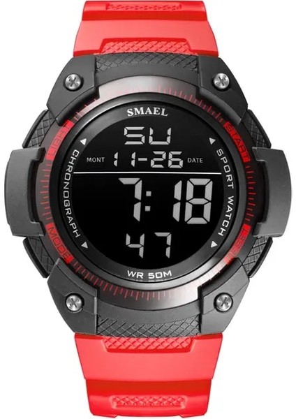 Kırmızı Erkek Saatler Dijital Smael Izle Su Geçirmez LED Saat Alarmı Reloj Hombre Kronometre Siyah Kol Saati 1335 Spor Saatler Dijital (Yurt Dışından)