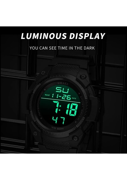 Kırmızı Erkek Saatler Dijital Smael Izle Su Geçirmez LED Saat Alarmı Reloj Hombre Kronometre Siyah Kol Saati 1335 Spor Saatler Dijital (Yurt Dışından) modelleri