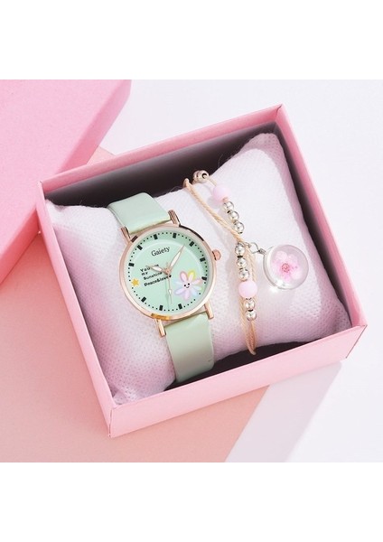 Yeşil Gaiety Marka Lüks Moda Bilezik Izle Kadın 2 Adet Set Bayanlar Kol Saati Saatler Kadınlar Kız Için Relogio Feminino Reloj Mujer (Yurt Dışından)