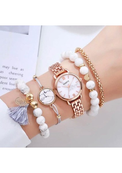 Altın 1 5 Adet Kadın Saatler Set Yeni Gül Altın Yeşil Bayanlar Bilezik Izle Kol Saati Bayan Kuvars Elbise Saat Bayanlar Feminino Reloj (Yurt Dışından)