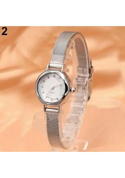 Gümüş Lüks Altın Bilezik Izle Kadın Moda Örgü Ince Alaşım Bant Taklidi Dial Kuvars Kol Saati Casual Kadın Saatler Saat (Yurt Dışından)
