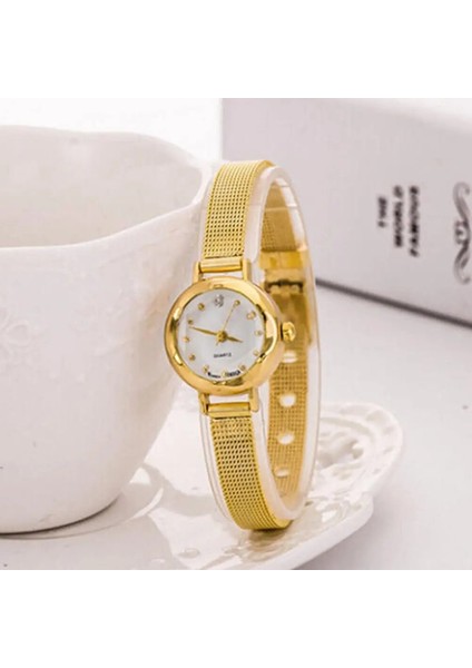 Gümüş Lüks Altın Bilezik Izle Kadın Moda Örgü Ince Alaşım Bant Taklidi Dial Kuvars Kol Saati Casual Kadın Saatler Saat (Yurt Dışından) fiyatları