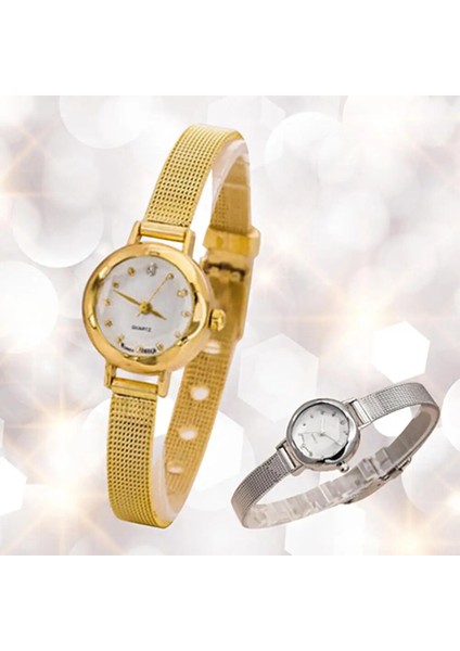 Gümüş Lüks Altın Bilezik Izle Kadın Moda Örgü Ince Alaşım Bant Taklidi Dial Kuvars Kol Saati Casual Kadın Saatler Saat (Yurt Dışından) fırsatları