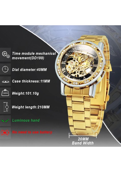 Bo Gümüş Gümüş Blk Kazanan Şeffaf Mekanik Izle Erkekler Için Moda Elmas Aydınlık Erkek Saatler Üst Marka Lüks Çelik Kayış Unisex (Yurt Dışından) fiyatları