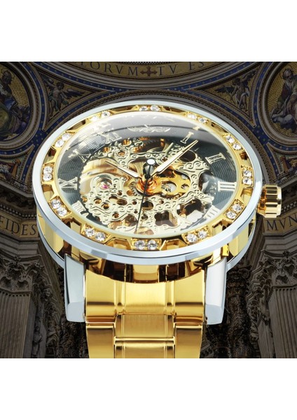 Bo Gümüş Gümüş Blk Kazanan Şeffaf Mekanik Izle Erkekler Için Moda Elmas Aydınlık Erkek Saatler Üst Marka Lüks Çelik Kayış Unisex (Yurt Dışından) indirimleri