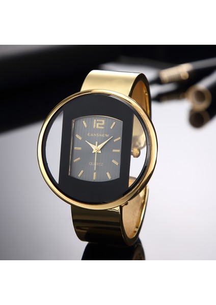 Gümüş Siyah Yeni Moda Kadın Bilezik Izle Lüks Marka Gümüş Altın Kuvars Kol Saati Saat Bayanlar Elbise Relógio Montre Femme Reloj Mujer (Yurt Dışından) indirimleri