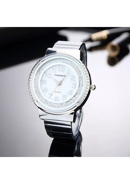 Gümüş Relojes Mujer Kadın Bilezik Izle Kuvars Kol Saati Taklidi Kristal Moda Gül Altın Rahat Kız Takı Bilezik Saat (Yurt Dışından)
