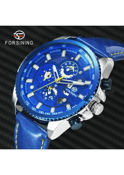 Sıyah Gümüş Beyaz A Forsınıng Askeri Izle Erkekler Otomatik Mekanik Erkek Saatler Top Marka Lüks Kronograf Spor Elbise Deri Kayış Kol Saati (Yurt Dışından) fiyatları