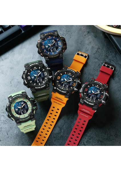 Renkli Kırmızı Yeşil Samel Spor Stil Erkekler Dijital Saat Şok Askeri Saatler Çift Ekran Su Geçirmez Ordu Zaman Kuvars Kol Saati Erkek Spor Saati (Yurt Dışından) fırsatları