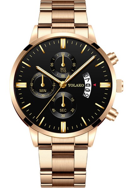 Gösterildiği Gibi 11 Reloj Hombre Moda Erkekler Paslanmaz Çelik Izle Lüks Takvim Kuvars Kol Saati Iş Saatleri Adam Saat Relogio Masculino (Yurt Dışından)