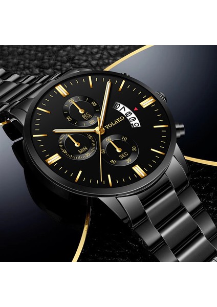 Gösterildiği Gibi 11 Reloj Hombre Moda Erkekler Paslanmaz Çelik Izle Lüks Takvim Kuvars Kol Saati Iş Saatleri Adam Saat Relogio Masculino (Yurt Dışından)