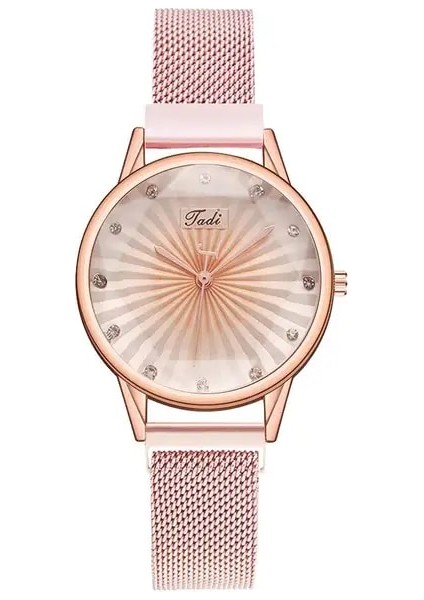 Pembe 2 Adet Set Lüks Kadın Saatler Elmas Gül Altın Bayanlar Bilek Saatler Manyetik Kadın Bilezik Izle Kadın Relogio Feminino (Yurt Dışından)