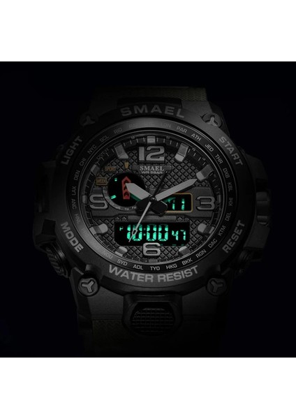 Camokhakı Smael Erkekler Için Saatler 50 M Su Geçirmez Saat Alarmı Reloj Hombre 1545D Çift Ekran Kol Saati Kuvars Askeri Izle Spor Yeni Erkek (Yurt Dışından)