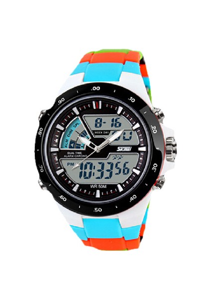 Mavi Skmei Erkekler Spor Saatler Askeri Rahat Spor Erkek Saati Kuvars-Izle Su Geçirmez Silikon Saat Erkek S Şok Relogio Masculino (Yurt Dışından)