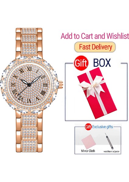 Gül Altın Kutu Moda Kadın Bilezik Saatler Paslanmaz Çelik Taklidi Kristal Bayanlar Kuvars Izle Kadın Elbise Saat Dropshiping Montre Femme (Yurt Dışından)