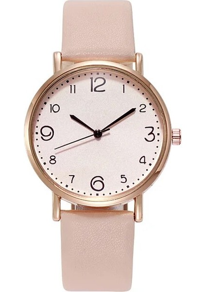 Bej Kadın Saatler Pu Deri Bilezik Izle Kuvars Izle Zarif Moda Kuvars Izle Kol Saatleri Montre Femme Reloj Mujer (Yurt Dışından)