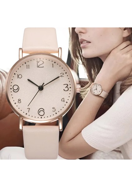 Bej Kadın Saatler Pu Deri Bilezik Izle Kuvars Izle Zarif Moda Kuvars Izle Kol Saatleri Montre Femme Reloj Mujer (Yurt Dışından) fiyatları