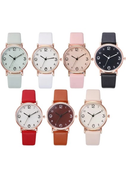 Bej Kadın Saatler Pu Deri Bilezik Izle Kuvars Izle Zarif Moda Kuvars Izle Kol Saatleri Montre Femme Reloj Mujer (Yurt Dışından) modelleri
