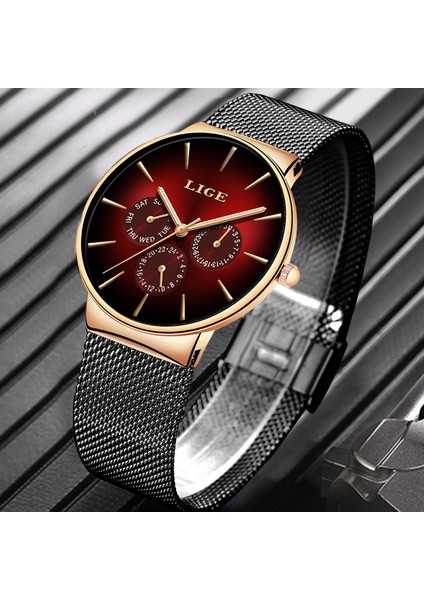 Gül Altın Yeşil Lıge Yeni Moda Erkek Saatler Üst Marka Lüks Kuvars Izle Erkekler Örgü Çelik Su Geçirmez Erkekler Için Ultra-Ince Kol Saati Spor Saat (Yurt Dışından) fırsatları