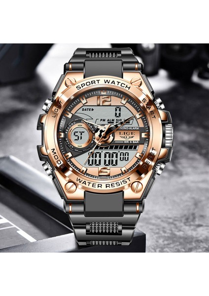 Siyah Altın Lıge Erkekler Askeri Saatler Üst Marka 50 M Su Geçirmez Kol Saati LED Çalar Saat Spor Izle Erkekler Spor Dijital Saat Reloj Hombre (Yurt Dışından)