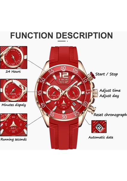 Gül Altın Mavi L Lıge Moda Erkek Saatler Spor Kuvars Izle Adam Marka Lüks Kol Saatleri Chronograph Su Geçirmez Rahat Saat Montre Homme (Yurt Dışından)
